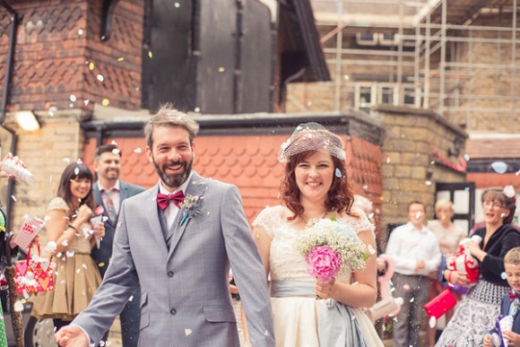 loved up cinema club. a bespoke vintage wedding dress for a cool and quirky Sheffield wedding – lydia & jamie