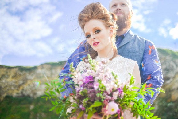 coastline colour: a styled bridal shoot at marsden rock