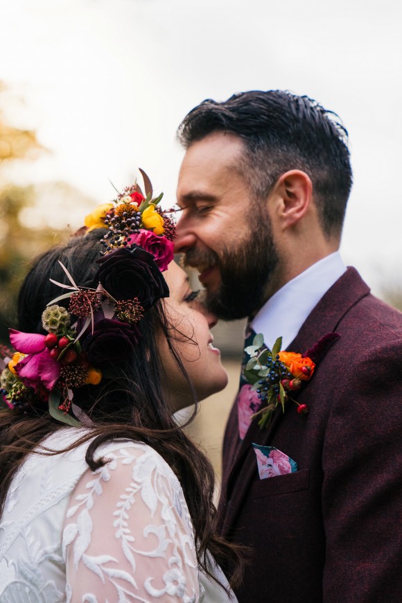 roses & berries for a colourful autumn wedding at northorpe hall & barn – jen & craig
