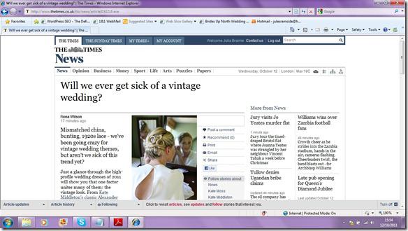 Brides Up North Wedding Blog: The Times - Will We Ever Get Sick Of A Vintage Wedding?